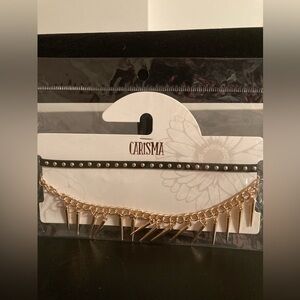 Charisma choker set. 2 prices. Black with golden studs.